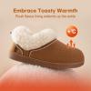 imageLongBay Womens Cozy Bootie Slippers Memory Foam Warm House Shoes with Fluffy Collar NonSlip Indoor OutdoorChestnut