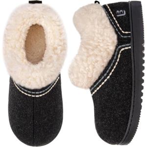 imageLongBay Womens Cozy Bootie Slippers Memory Foam Warm House Shoes with Fluffy Collar NonSlip Indoor OutdoorBlack