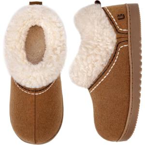 imageLongBay Womens Cozy Bootie Slippers Memory Foam Warm House Shoes with Fluffy Collar NonSlip Indoor OutdoorChestnut