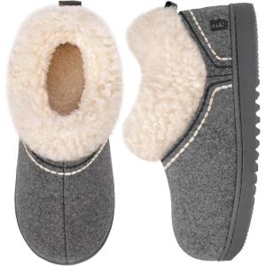 imageLongBay Womens Cozy Bootie Slippers Memory Foam Warm House Shoes with Fluffy Collar NonSlip Indoor OutdoorGrey
