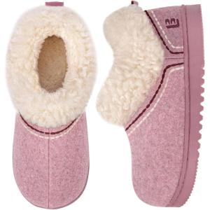 imageLongBay Womens Cozy Bootie Slippers Memory Foam Warm House Shoes with Fluffy Collar NonSlip Indoor OutdoorPink
