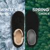 imageLongBay Mens Slippers Warm Bedroom Memory Foam House Shoes SlipOn for Indoor Outdoor WinterCoal Black