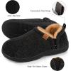 imageLongBay Mens Slippers Warm Bedroom Memory Foam House Shoes SlipOn for Indoor Outdoor WinterDark Black