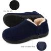 imageLongBay Mens Slippers Warm Bedroom Memory Foam House Shoes SlipOn for Indoor Outdoor WinterNavy Blue