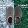 imageLongBay Mens Slippers Warm Bedroom Memory Foam House Shoes SlipOn for Indoor Outdoor WinterNeutral Grey
