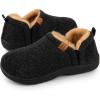 imageLongBay Mens Slippers Warm Bedroom Memory Foam House Shoes SlipOn for Indoor Outdoor WinterDark Black