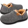 imageLongBay Mens Slippers Warm Bedroom Memory Foam House Shoes SlipOn for Indoor Outdoor WinterDark Grey