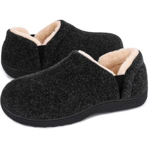 imageLongBay Mens Slippers Warm Bedroom Memory Foam House Shoes SlipOn for Indoor Outdoor WinterBlack