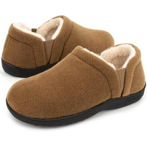 imageLongBay Mens Slippers Warm Bedroom Memory Foam House Shoes SlipOn for Indoor Outdoor WinterCamel