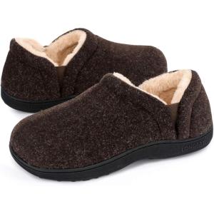 imageLongBay Mens Slippers Warm Bedroom Memory Foam House Shoes SlipOn for Indoor Outdoor WinterCoffee