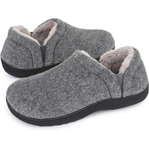 imageLongBay Mens Slippers Warm Bedroom Memory Foam House Shoes SlipOn for Indoor Outdoor WinterLight Gray