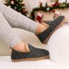 imageLongBay Womens Felt Bootie Slippers Warm Cozy Memory Foam House Shoes with Polar Fleece Lining Non Slip Indoor OutdoorBlack