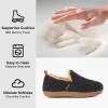 imageLongBay Womens Felt Bootie Slippers Warm Cozy Memory Foam House Shoes with Polar Fleece Lining Non Slip Indoor OutdoorBlack