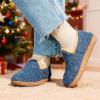 imageLongBay Womens Felt Bootie Slippers Warm Cozy Memory Foam House Shoes with Polar Fleece Lining Non Slip Indoor OutdoorBlue