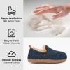imageLongBay Womens Felt Bootie Slippers Warm Cozy Memory Foam House Shoes with Polar Fleece Lining Non Slip Indoor OutdoorBlue
