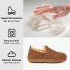 imageLongBay Womens Felt Bootie Slippers Warm Cozy Memory Foam House Shoes with Polar Fleece Lining Non Slip Indoor OutdoorCamel