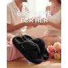 image:imageLongBay Womens Fuzzy Slippers Open Toe Memory Foam Supportive House Shoes Bow Crossbands Indoor Bedroom Slides GiftBlack