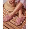 image:imageLongBay Womens Fuzzy Slippers Open Toe Memory Foam Supportive House Shoes Bow Crossbands Indoor Bedroom Slides GiftPink