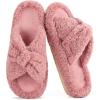 image:imageLongBay Womens Fuzzy Slippers Open Toe Memory Foam Supportive House Shoes Bow Crossbands Indoor Bedroom Slides GiftPink