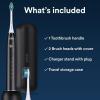 imageAURAGLOW Sonus Electric Toothbrush 5 Cleaning Modes 2 Brush Heads ampamp Travel Case 40000 VPM Sonic Toothbrush ampamp Wireless Charging 30Day Battery Life with Smart Timer BlackBlack