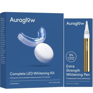 imageAuraglow Teeth Whitening Kit ampamp Extra Strength Whitening Pen
