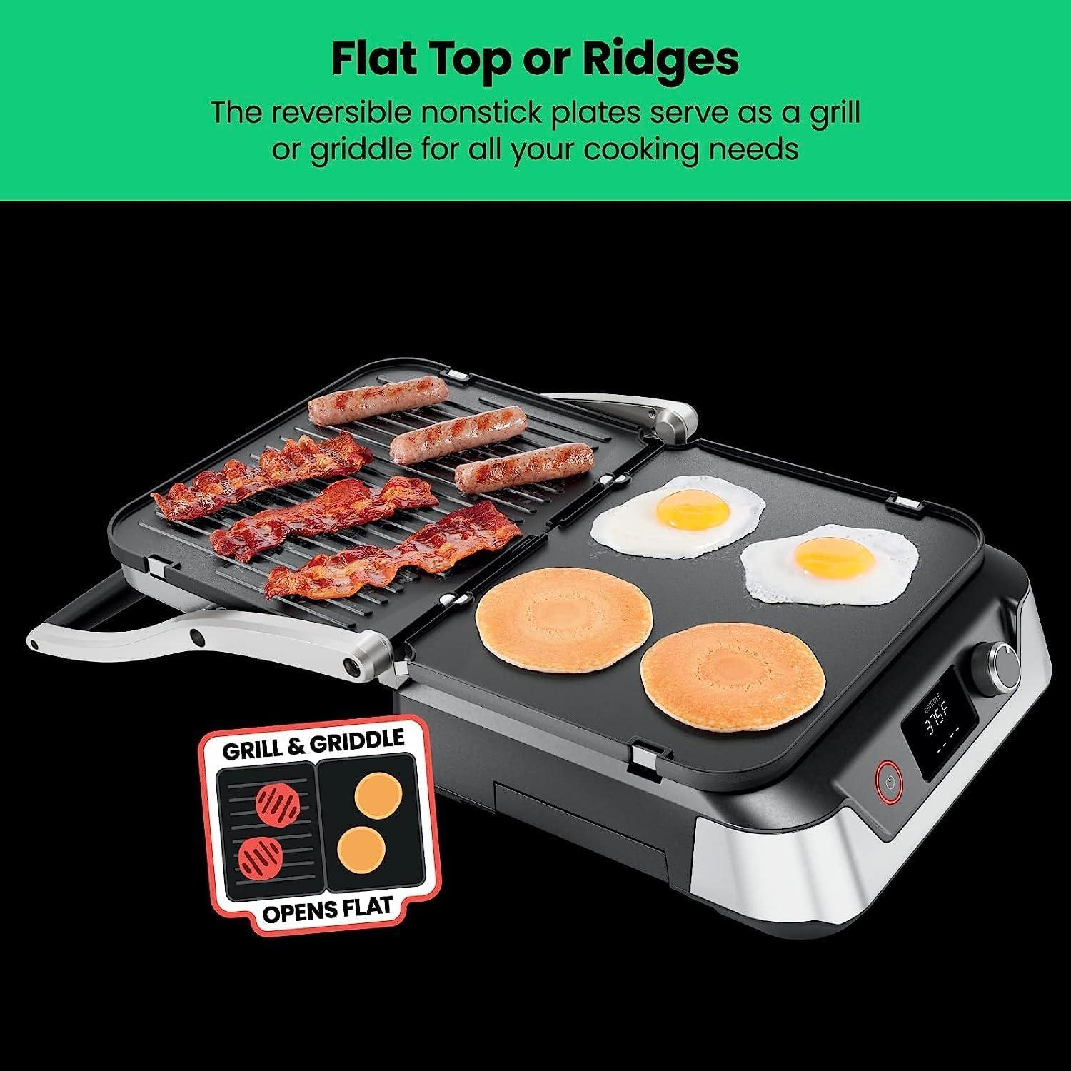imageChefman Panini Press Grill and Gourmet Sandwich Maker NonStick Coated Plates Opens 180 Degrees to Fit Any Type or Size of Food Stainless Steel Surface and Removable Drip Tray 4 Slice Black4 Slice  Digital
