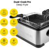 imageChefman 45 Liter Deep Fryer wBasket Strainer XL Jumbo Size Adjustable Temperature ampamp Timer Perfect for Fried Chicken Shrimp French Fries Chips ampamp More Removable OilContainer Stainless SteelStainless Steel  Removable Divider