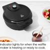 imageChefman AntiOverflow Belgian Waffle Maker wShade Selector Temperature Control Mess Free Moat Round Iron wNonstick Plates ampamp Cool Touch Handle Measuring Cup Included RedBlack