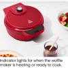 imageChefman AntiOverflow Belgian Waffle Maker wShade Selector Temperature Control Mess Free Moat Round Iron wNonstick Plates ampamp Cool Touch Handle Measuring Cup Included RedRed