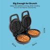 imageChefman AntiOverflow Belgian Waffle Maker wShade Selector Temperature Control Mess Free Moat Round Iron wNonstick Plates ampamp Cool Touch Handle Measuring Cup Included RedStainless  Double