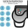 imageChefman AntiOverflow Belgian Waffle Maker wShade Selector Temperature Control Mess Free Moat Round Iron wNonstick Plates ampamp Cool Touch Handle Measuring Cup Included RedStainless  Double