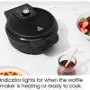 imageChefman AntiOverflow Belgian Waffle Maker wShade Selector Temperature Control Mess Free Moat Round Iron wNonstick Plates ampamp Cool Touch Handle Measuring Cup Included RedBlack Stainless Steel