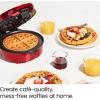 imageChefman AntiOverflow Belgian Waffle Maker wShade Selector Temperature Control Mess Free Moat Round Iron wNonstick Plates ampamp Cool Touch Handle Measuring Cup Included RedRed