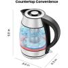 imageChefman Electric Kettle 18L 1500W Hot Water Boiler Removable Lid for Easy Cleaning Auto Shut Off BoilDry Protection Stainless Steel Filter BPA Free Borosilicate Glass Electric Tea KettleStainless Steel