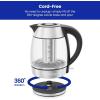 imageChefman Electric Kettle 18L 1500W Hot Water Boiler Removable Lid for Easy Cleaning Auto Shut Off BoilDry Protection Stainless Steel Filter BPA Free Borosilicate Glass Electric Tea KettleStainless Steel
