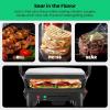 imageChefman Panini Press Grill and Gourmet Sandwich Maker NonStick Coated Plates Opens 180 Degrees to Fit Any Type or Size of Food Stainless Steel Surface and Removable Drip Tray 4 Slice Black4 Slice