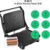 imageChefman Panini Press Grill and Gourmet Sandwich Maker NonStick Coated Plates Opens 180 Degrees to Fit Any Type or Size of Food Stainless Steel Surface and Removable Drip Tray 4 Slice Black4 Slice