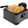 imageChefman 45 Liter Deep Fryer wBasket Strainer XL Jumbo Size Adjustable Temperature ampamp Timer Perfect for Fried Chicken Shrimp French Fries Chips ampamp More Removable OilContainer Stainless SteelBlack Stainless Steel
