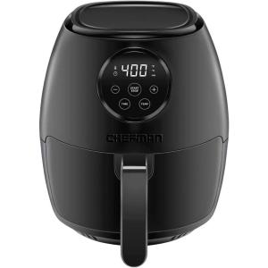 imageCHEFMAN Small Air Fryer Healthy Cooking 36 Qt User Friendly Nonstick Digital Touch Screen Dishwasher Safe Basket w 60 Minute Timer ampamp Auto Shutoff Matte Black Cookbook Included