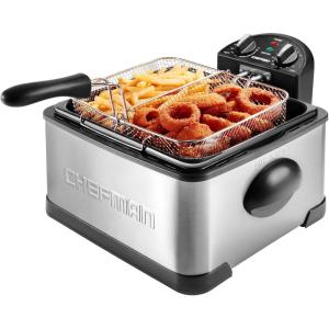 imageChefman 45 Liter Deep Fryer wBasket Strainer XL Jumbo Size Adjustable Temperature ampamp Timer Perfect for Fried Chicken Shrimp French Fries Chips ampamp More Removable OilContainer Stainless SteelStainless Steel  Removable Divider