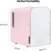 imageChefman  Iceman Portable Mirrored Personal Fridge 4L Mini Refrigerator Skin Care Makeup Storage Beauty Serums ampamp Face Masks Small For Desktop Or Travel Cool ampamp Heat Cosmetic Application Pink