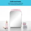 imageChefman  Iceman Portable Mirrored Personal Fridge 4L Mini Refrigerator Skin Care Makeup Storage Beauty Serums ampamp Face Masks Small For Desktop Or Travel Cool ampamp Heat Cosmetic Application Pink