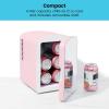 imageChefman  Iceman Portable Mirrored Personal Fridge 4L Mini Refrigerator Skin Care Makeup Storage Beauty Serums ampamp Face Masks Small For Desktop Or Travel Cool ampamp Heat Cosmetic Application Pink