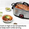 imageChefman 6Quart Slow Cooker Electric Countertop Cooking Stovetop ampamp OvenSafe Removable Insert for Browning ampamp Sauting FamilySize Soups ampamp Stews Nonstick ampamp DishwasherSafe InteriorStainless Steel