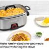 imageChefman 6Quart Slow Cooker Electric Countertop Cooking Stovetop ampamp OvenSafe Removable Insert for Browning ampamp Sauting FamilySize Soups ampamp Stews Nonstick ampamp DishwasherSafe InteriorStainless Steel