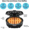 imageChefman AntiOverflow Waffle Maker Belgian Waffle Iron with Seven Crunch Selector Settings MessFree Moat Catches Excess Batter Nonstick Electric Single Griddle Mold Makes 6Inch Round WafflesBlack