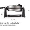 imageChefman AntiOverflow Waffle Maker Belgian Waffle Iron with Seven Crunch Selector Settings MessFree Moat Catches Excess Batter Nonstick Electric Single Griddle Mold Makes 6Inch Round WafflesStainless  Rotating