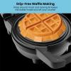 imageChefman AntiOverflow Waffle Maker Belgian Waffle Iron with Seven Crunch Selector Settings MessFree Moat Catches Excess Batter Nonstick Electric Single Griddle Mold Makes 6Inch Round WafflesBlack  Big Stuff