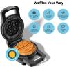 imageChefman AntiOverflow Waffle Maker Belgian Waffle Iron with Seven Crunch Selector Settings MessFree Moat Catches Excess Batter Nonstick Electric Single Griddle Mold Makes 6Inch Round WafflesBlack  Big Stuff