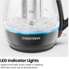 imageChefman Electric Kettle with Tea Infuser 1L 1500W Removable Lid for Easy Cleaning BoilDry Protection Stainless Steel Filter BPA Free Auto Shut Off Hot Water Boiler Small Electric Tea KettleBlack